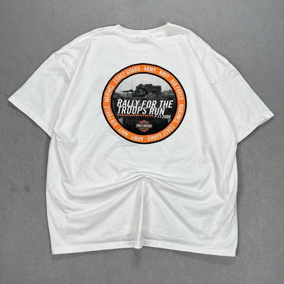 Harley-Davidson Shirt Men’s XL White Short Sleeve Rally For The Troops 2004 - Picture 1 of 7